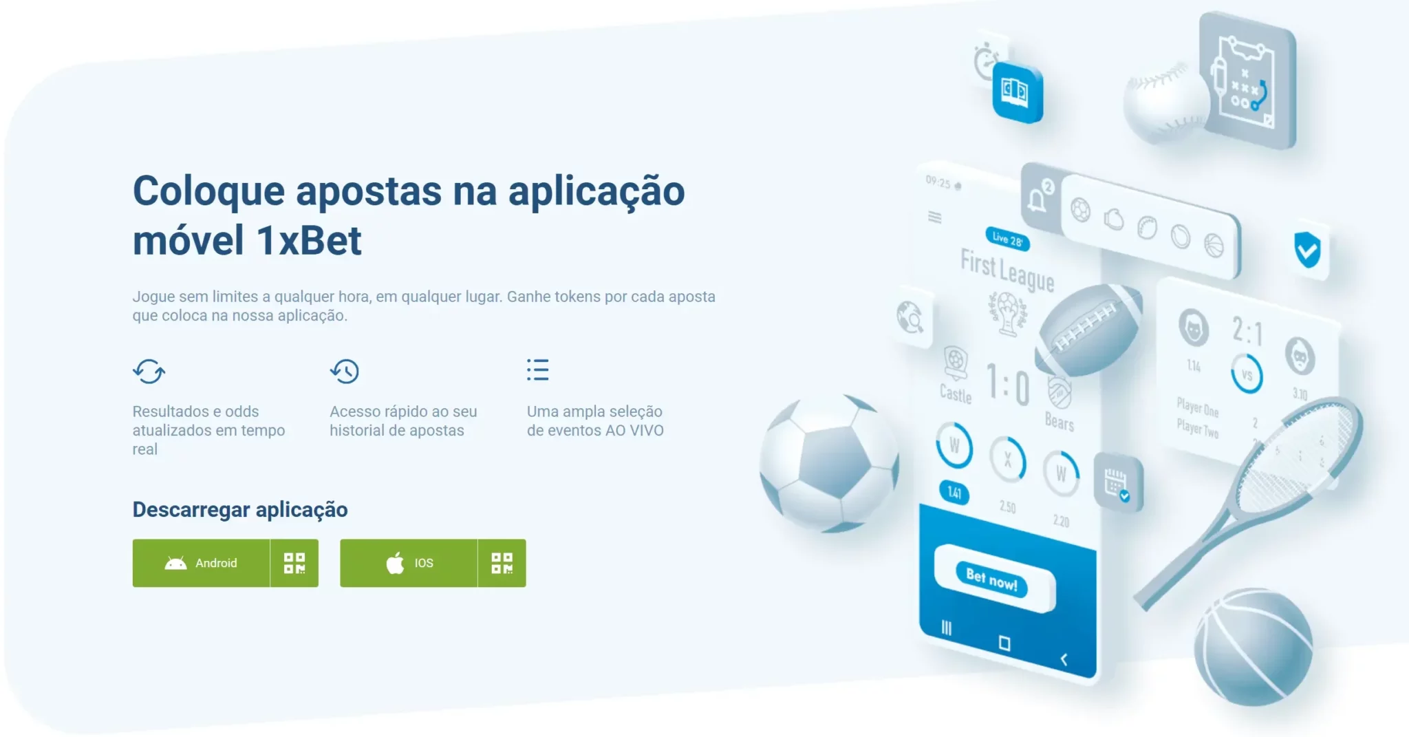 Apostar na aplicação móvel 1xBet