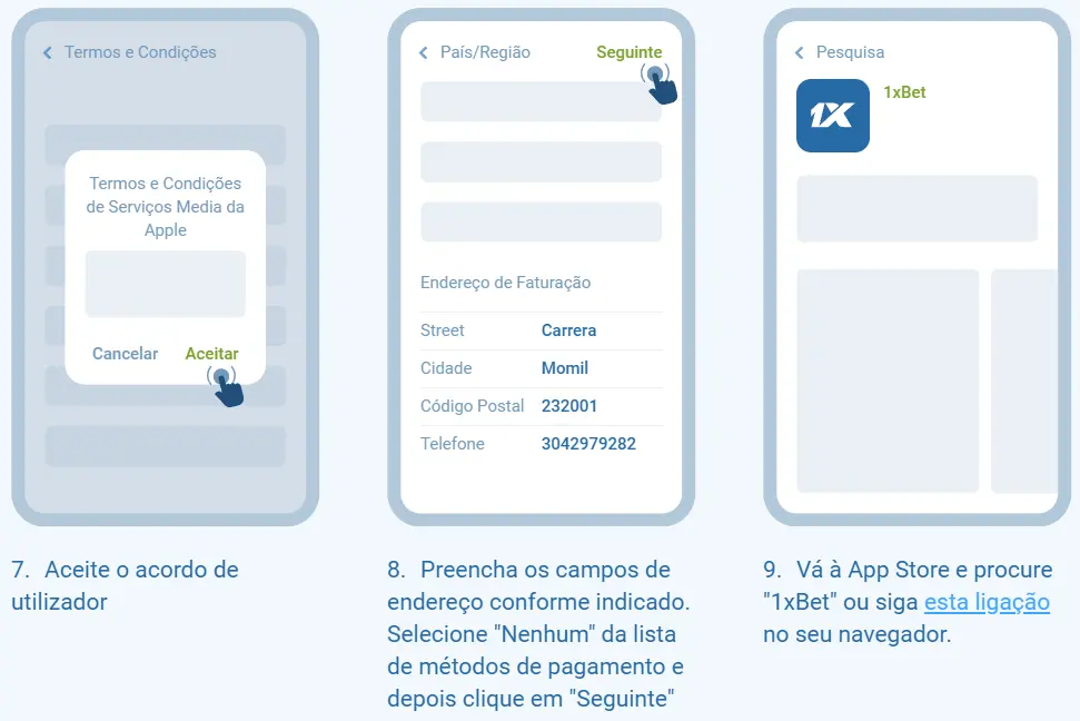 Aplicação 1xBet para iOS