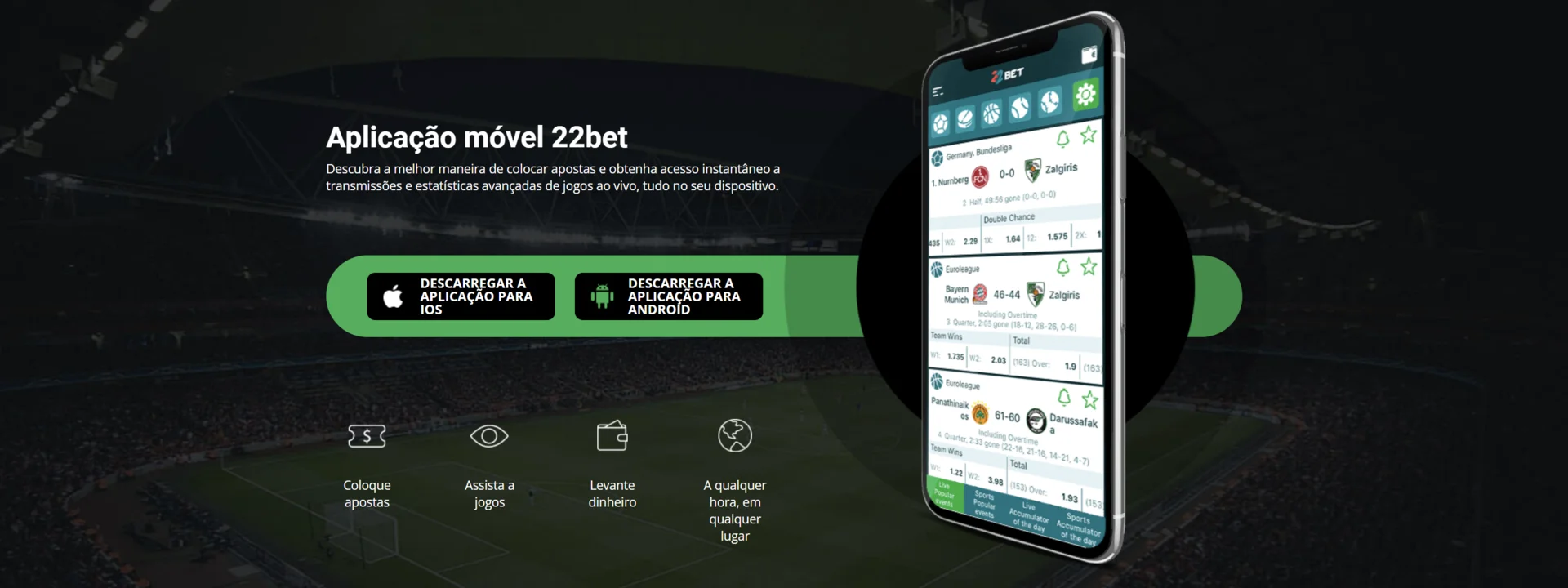 Aplicação móvel 22bet