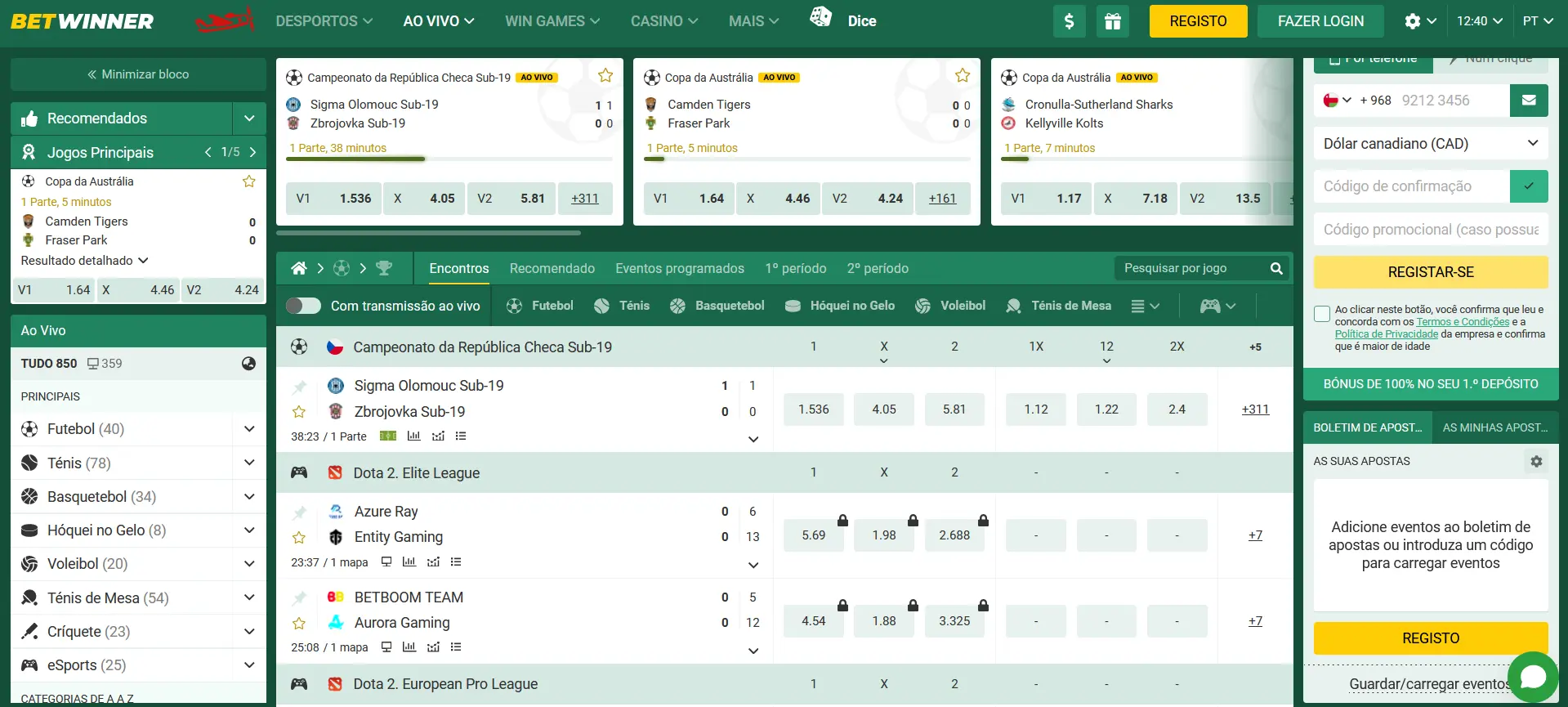 Ao vivo Betwinner