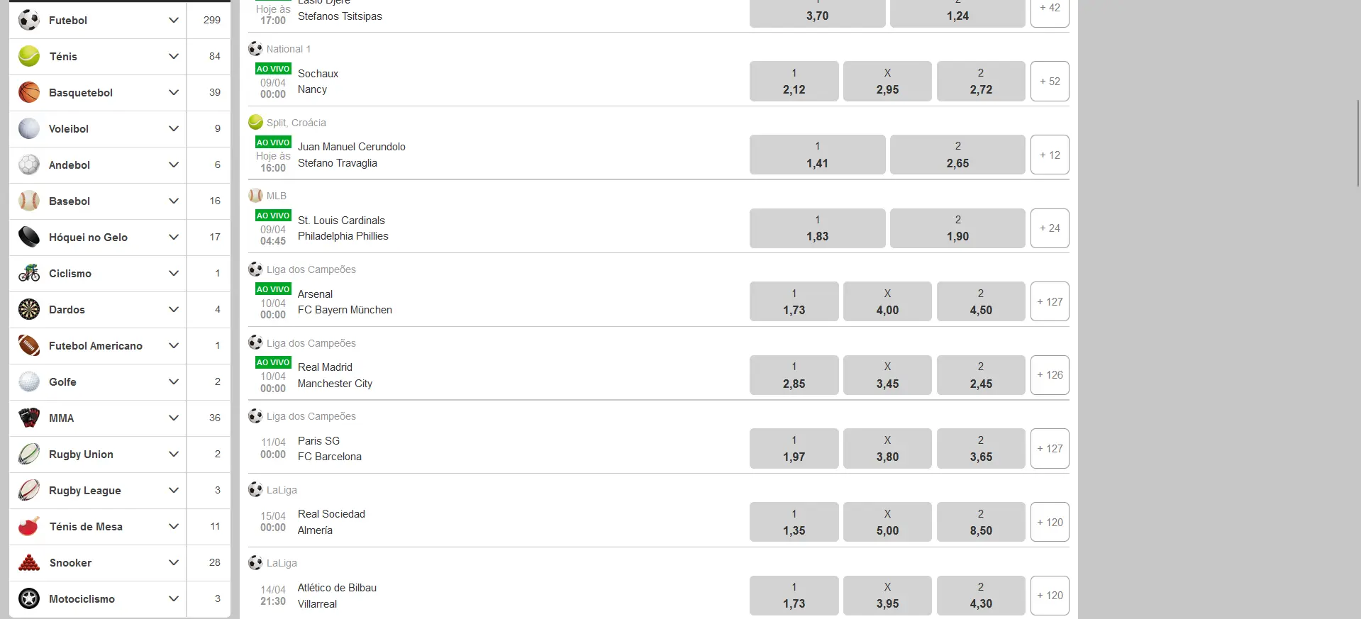 Apostar em desportos na Betway