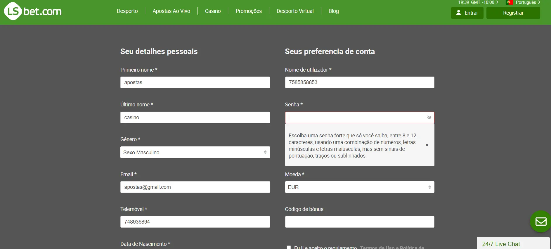 Registo LSbet