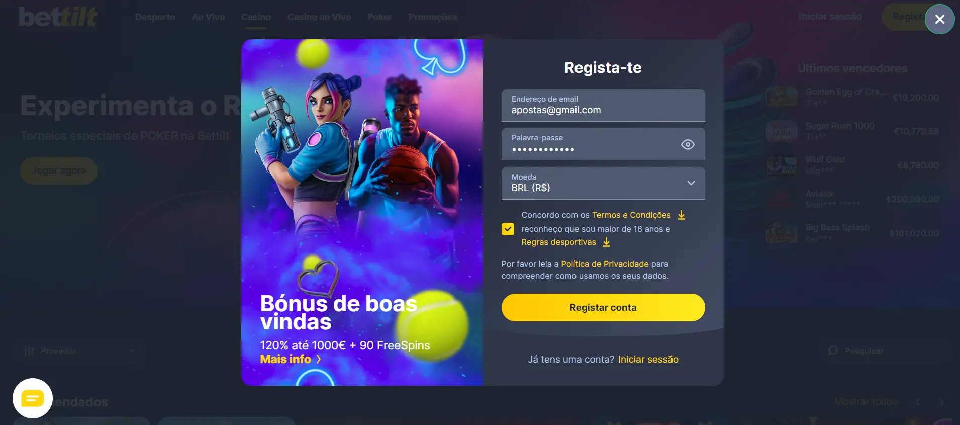 Registo no Bettilt