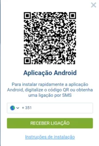 O código qr da aplicação 1xBet no Android. 
