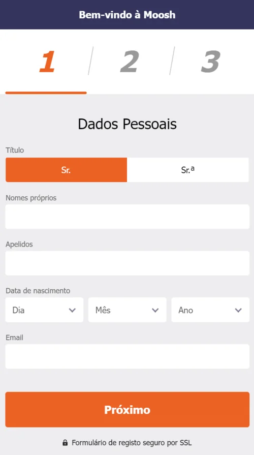 👨‍💻 Registo na Moosh