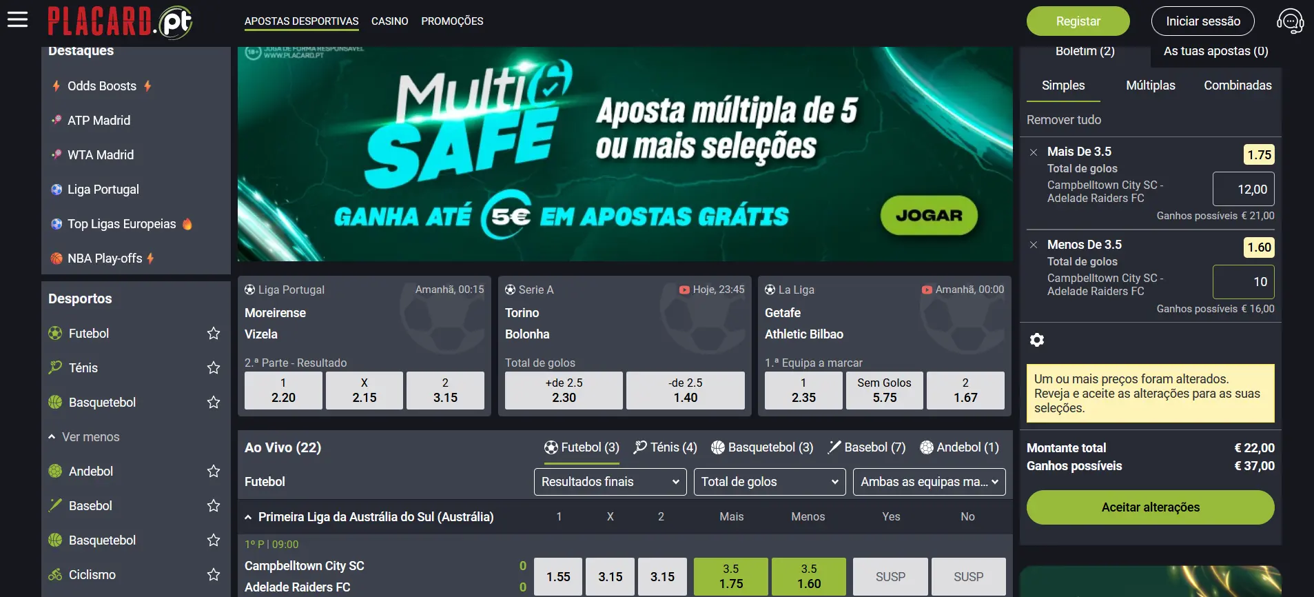 Como fazer uma aposta no Placard