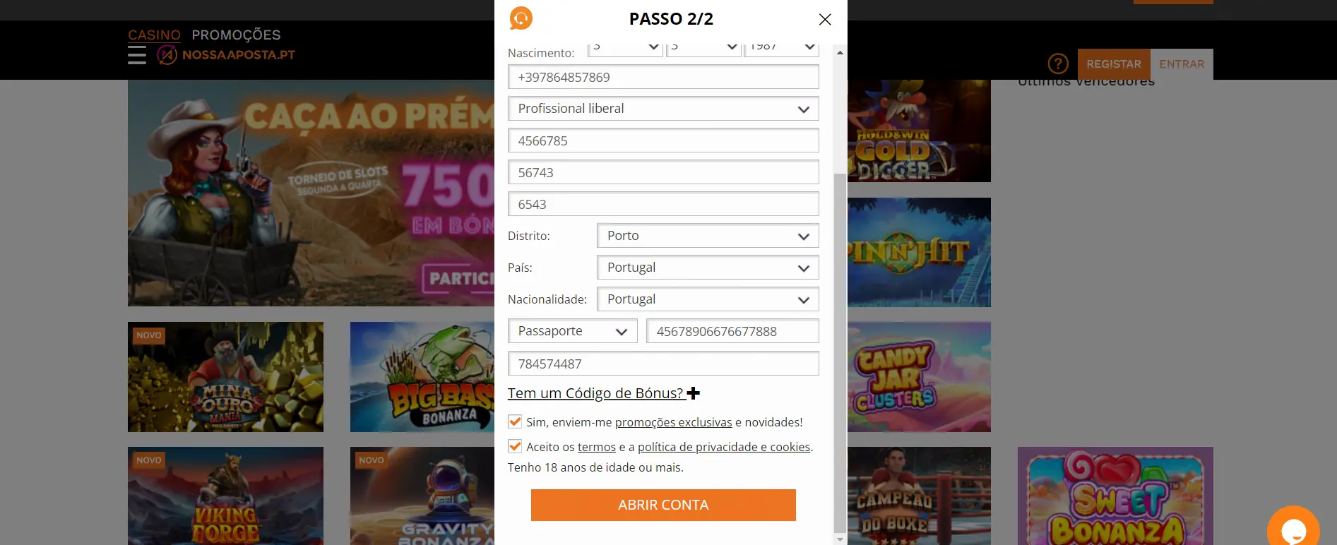 Registo – Etapa 2