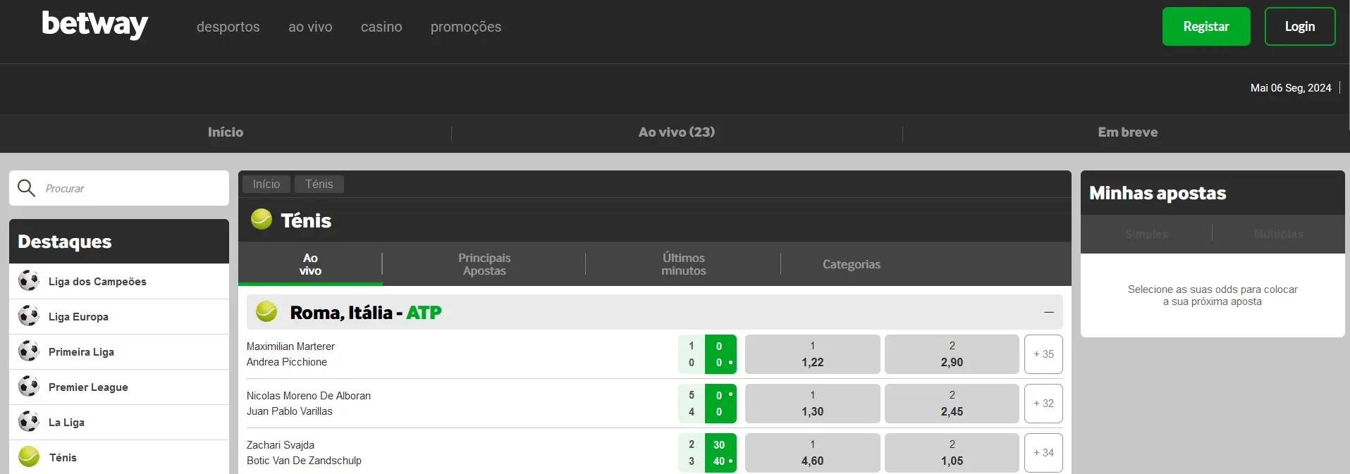 Ténis na Betway