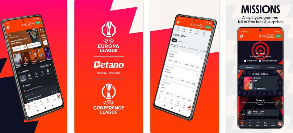 Aplicação móvel Betano para Android