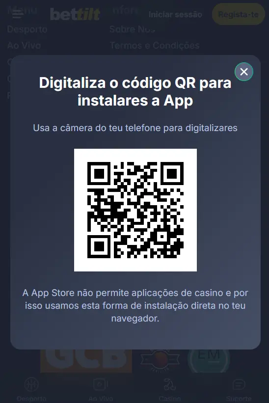 Aplicação móvel Bettilt para iPhone