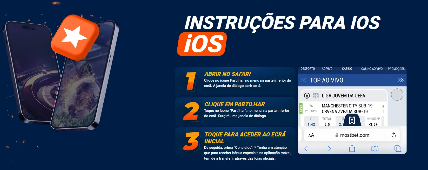 Aplicação móvel Mostbet para iOS