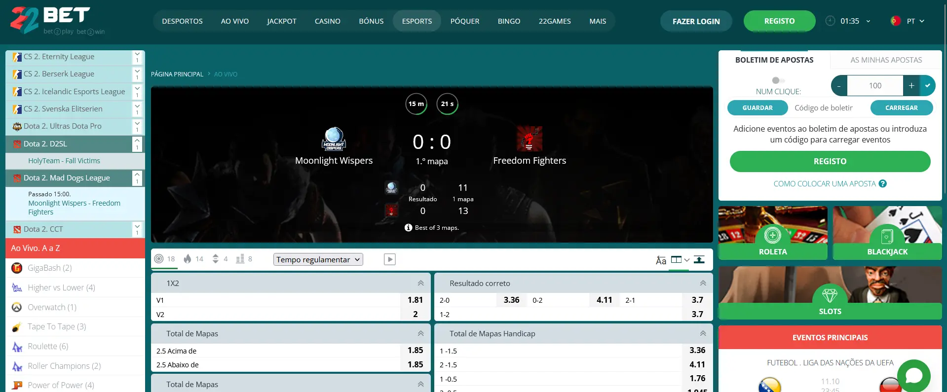 Que casas de apostas em Portugal aceitam apostas no Dota 2