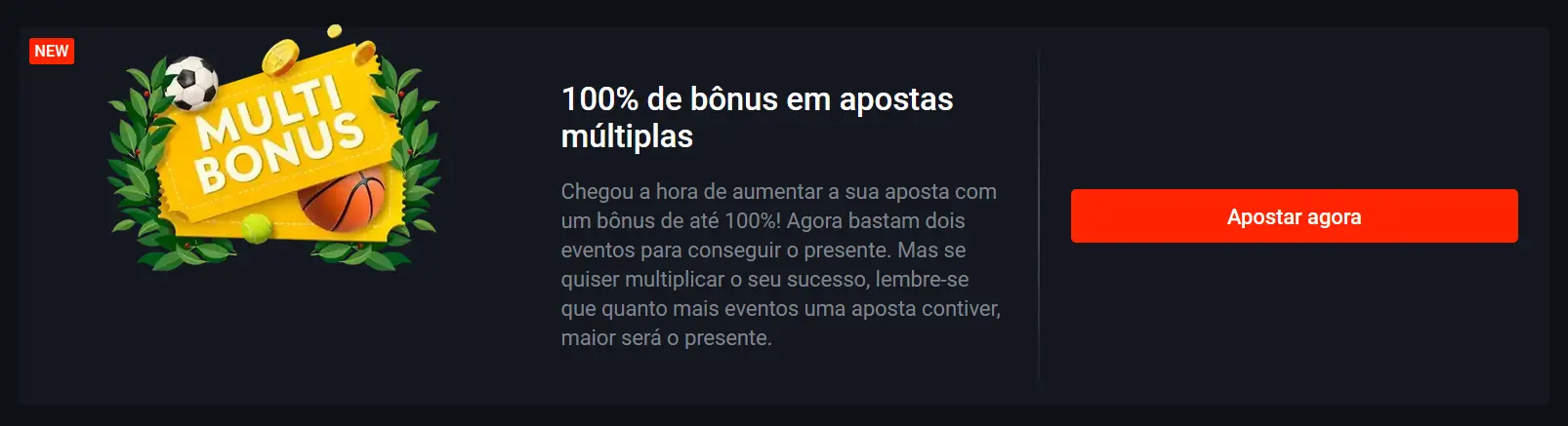 100% de bónus em apostas múltiplas