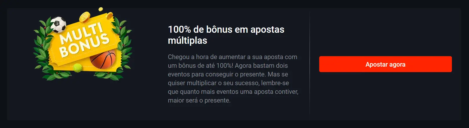 100% de bônus em apostas múltiplas