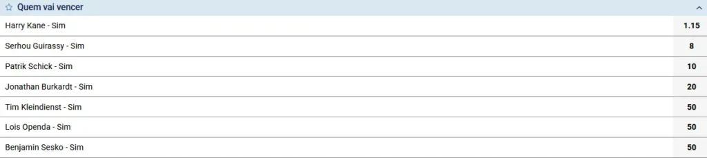 Apostas no artilheiro da Bundesliga